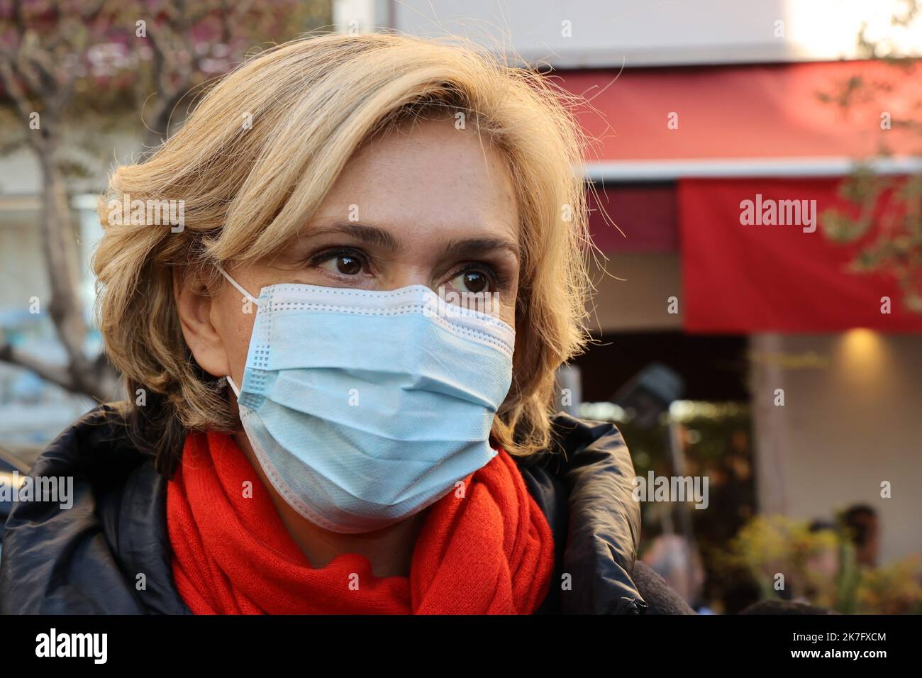 ©Francois Glories/MAXPPP - die Kandidatin von Les Républicains Valérie Pécresse beim Mittagessen in Nizza im Restaurant 'la petite Maison' mit Éric Ciotti (besiegte Kandidatin in der zweiten Runde der republikanischen Vorwahlen). Frankreich Nizza. Dezember 06 2021. Stockfoto