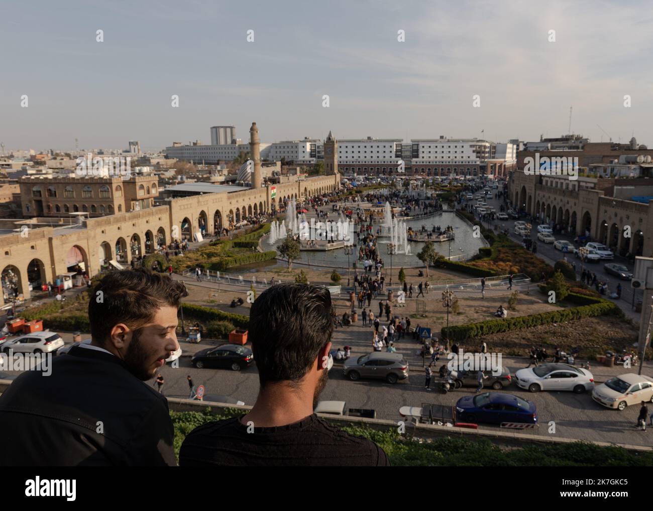 ©Sadak Souici / Le Pictorium/MAXPPP - Erbil 28/02/2022 Sadak Souici / Le Pictorium - 28/2/2022 - Kurdistan irakien / Kurdistan irakien / Erbil - Tour de l'horloge et les bazars Qaysari, Erbil, au Kurdistan / 28/2/2022 - Irakisch-Kurdistan / Irakisch-Kurdistan / Erbil - Uhrenturm und Qaysari-Basare, Erbil, Kurdistan Stockfoto