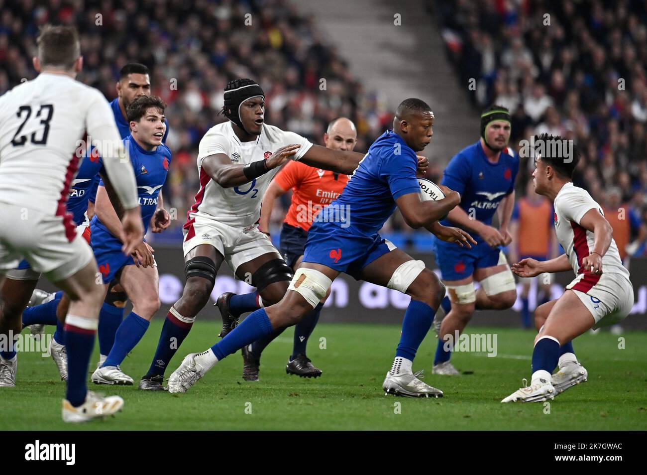 ©Julien Mattia / Le Pictorium/MAXPPP - Paris 20/03/2022 Julien Mattia / Le Pictorium - 20/3/2022 - Frankreich / Ile-de-France / Paris - Victoire du XV de France Face a l'Angleterre qui remporte le Grand Chelem 2022 au terme du tournois des 6 Nations, au Stade de de France, le 19 Mars 2022. / 20/3/2022 - Frankreich / Ile-de-France (Region) / Paris - Sieg des XV von Frankreich gegen England, das am 19. 2022. März den Grand Slam 2022 am Ende des Nations-Turniers 6 im Stade de France gewinnt. Stockfoto