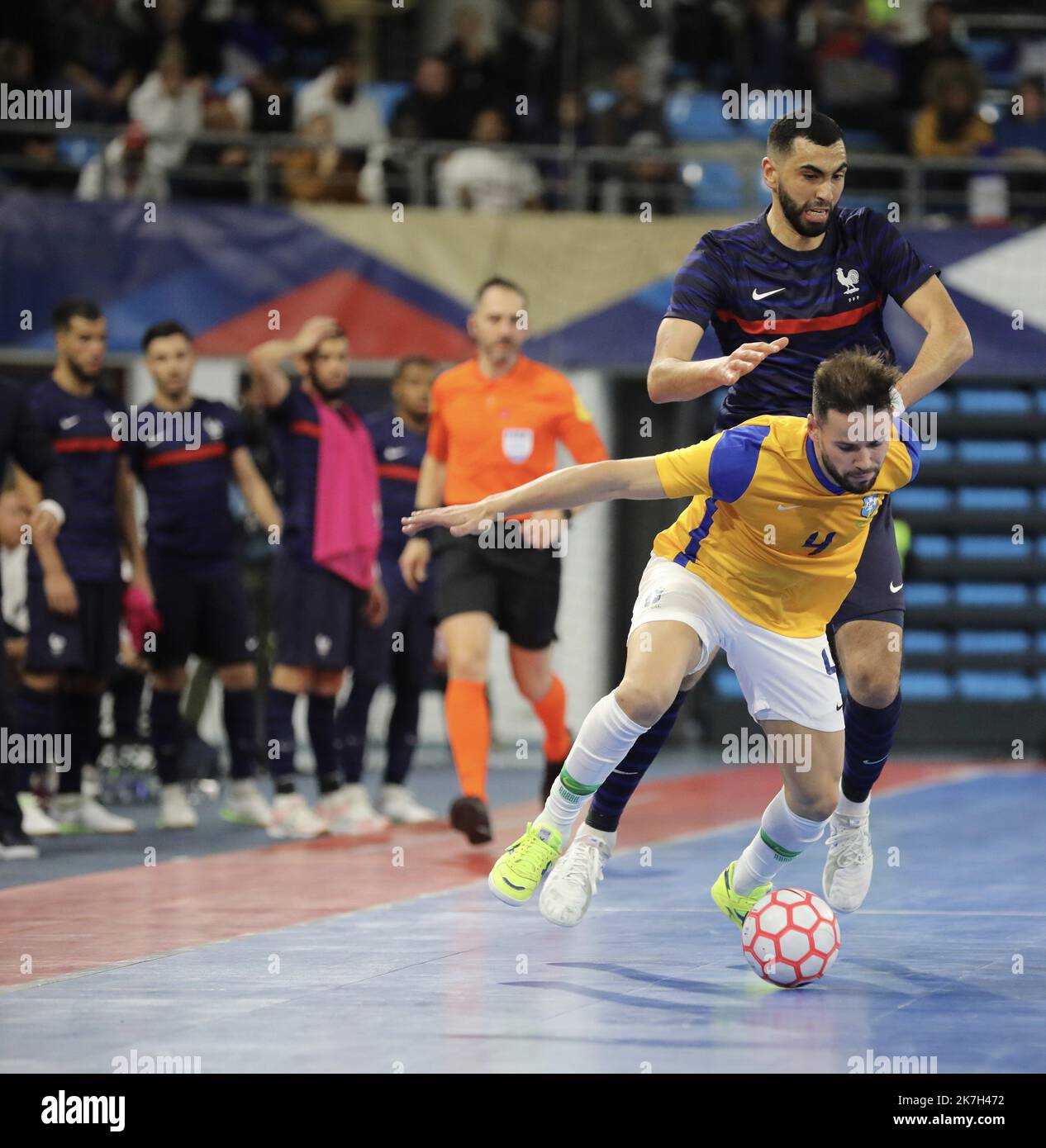 ©PHOTOPQR/NICE MATIN/Luc Boutria ; ; 06/04/2022 ; TOULON FUTSAL FRANCE BRESIL AU PALAIS DES SPORTS Toulon, France, apriol 6. 2022 Futsal France vs Brazil Stockfoto