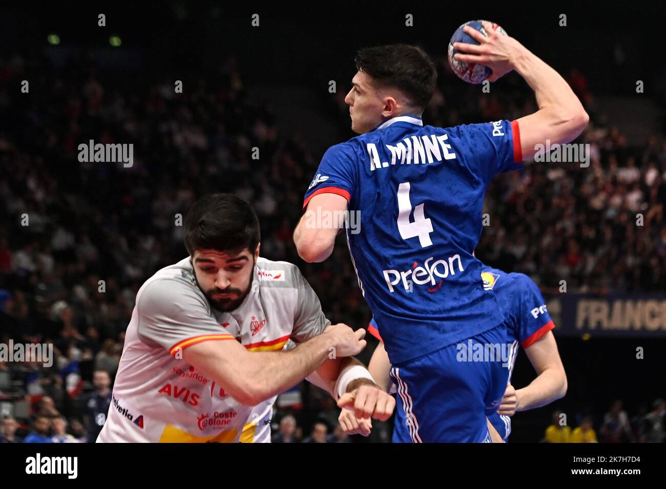 ©Julien Mattia / Le Pictorium/MAXPPP - Paris 14/04/2022 Julien Mattia / Le Pictorium - 14/04/2022 - Frankreich / Ile-de-France / Paris - L'Equipe de France de Handball affronte en match amical la Selection Espagnole, a l'Accord Hotel Arena, a Paris le 14 Avril 2022. / 14/04/2022 - Frankreich / Ile-de-France (Region) / Paris - das französische Handball-Team wird am 14. 2022. April in der Accord Hotel Arena in Paris ein Freundschaftsspiel gegen die spanische Auswahl spielen. Stockfoto