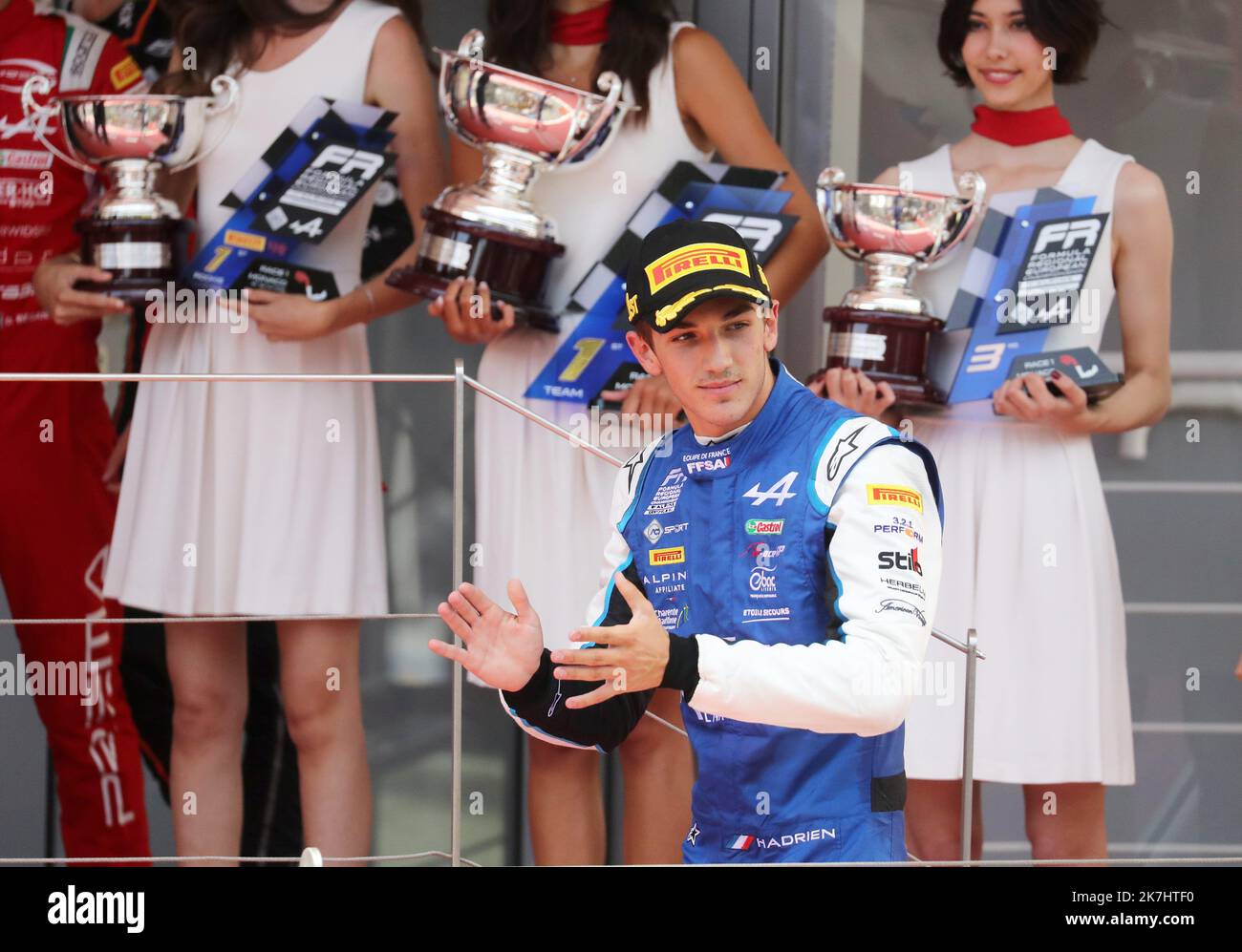 ©PHOTOPQR/NICE MATIN/Jean François Ottonello Dylan Meiffret ; Monaco ; 28/05/2022 ; 79e Grand prix de Monaco, Podium Course 1 Formule Regionale by Alpine. Vainqueur : Hadrien DAVID (R-ACE GP) ICI : Hadrien DAVID - großer Preis von Monaco 79. Stockfoto