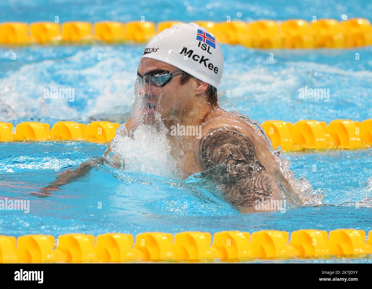 ©Laurent Lairys/MAXPPP - Anton McKee von Islande Finale 200 M Bruststroke Männer während der FINA World Championships Budapest 2022 19., Schwimmveranstaltung am 23 2022. Juni Budapest, Ungarn - Foto Laurent Lairys / MAXPPP Stockfoto