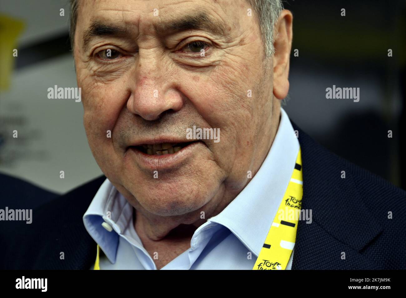 ©PHOTOPQR/L'EST REPUBLICAIN/ALEXANDRE MARCHI ; BINCHE ; 07/07/2022 ; SPORT - CYCLISME - TOUR DE FRANCE 2022 - 109 EME EDITION - TDF - 6 EME ETAPE - BINCHE - LONGWY - ABFAHRT. Binche (Belgique) 7 juillet 2022. Eddy MERCKX. FOTO Alexandre MARCHI. - Die Ausgabe 109. des Radrennens der Tour de France findet vom 01. Bis 24. Juli 2022 statt - - Stockfoto