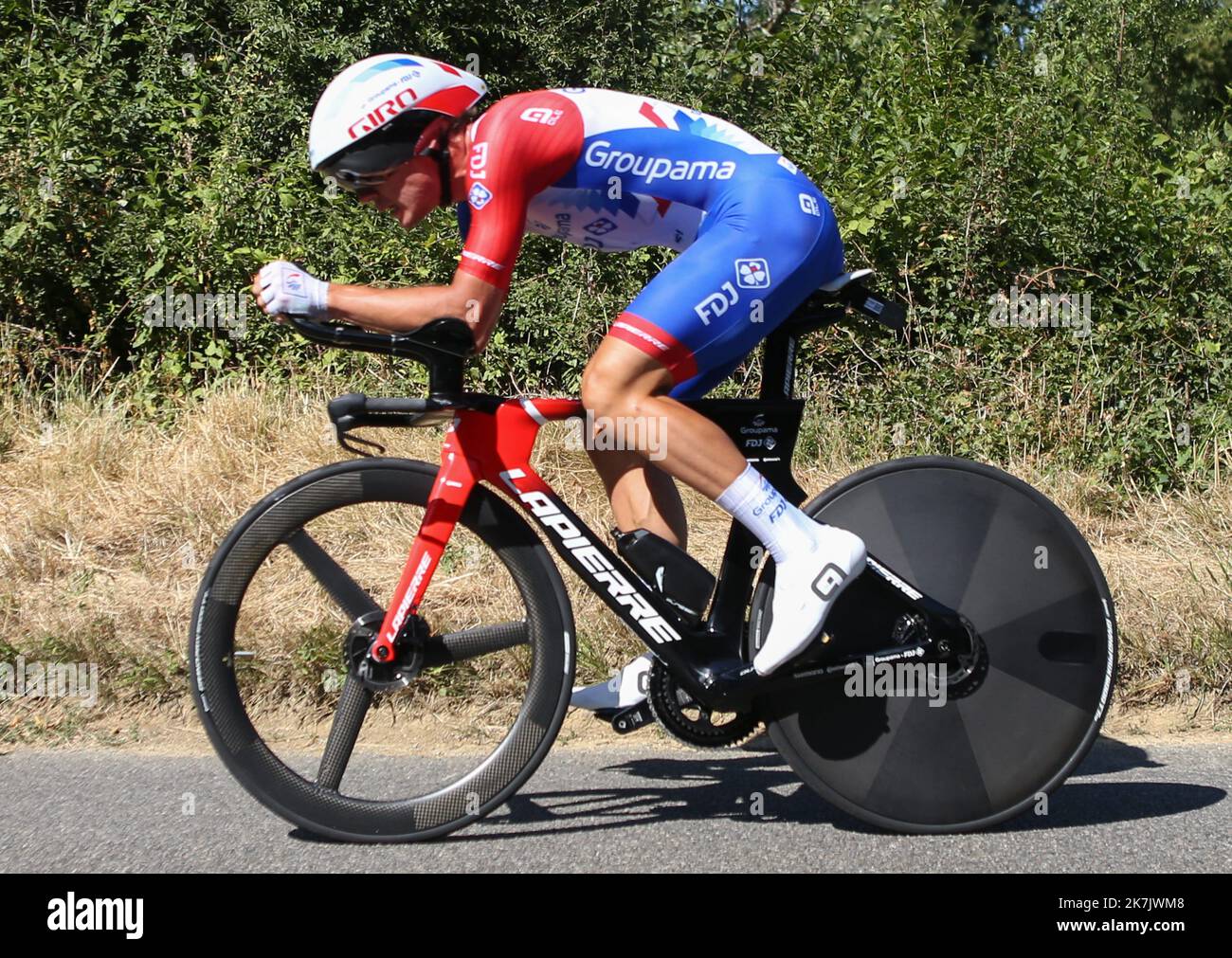 ©Laurent Lairys/MAXPPP - Valentin Maduas von Groupama - FDJ während der Tour de France 2022, Radrennen Etappe 20, Zeitfahren, Lacapelle-Marival - Rocamadour (40,7 km) am 23. Juli 2022 in Rocamadour, Frankreich - Foto Laurent Lairys / MAXPPP Stockfoto