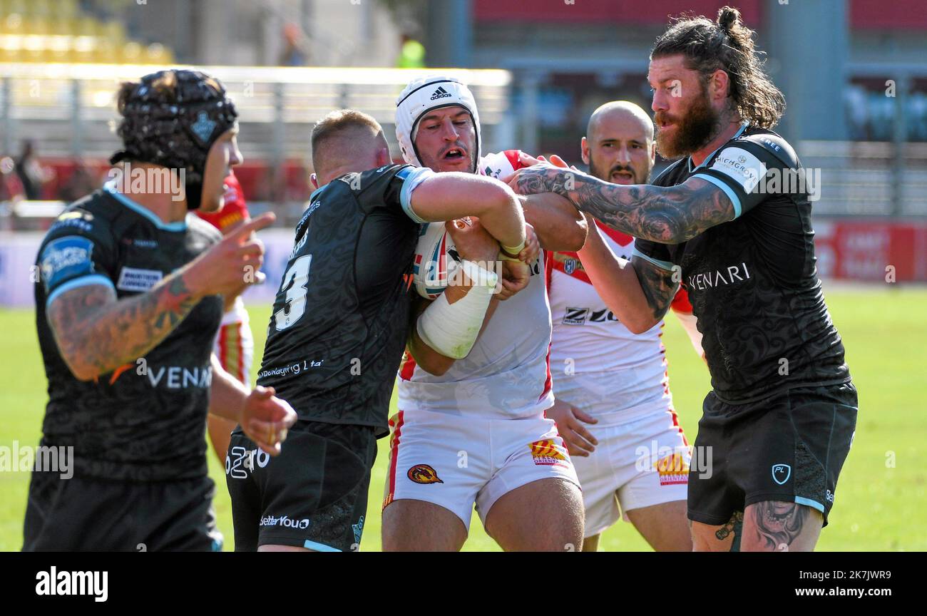 Â©PHOTOPQR/L'INDEPENDANT/MICHEL CLEMENTZ ; PERPIGNAN ; 23/07/2022 ; SPORT / RUGBY A XIII / RFL SUPERLEAGUE / KATALANEN DRAGONS VS HUDDERSFIELD GIANTS / STADE GILBERT BRUTUS DE PERPIGNAN / BENJAMIN GARCIA Stockfoto