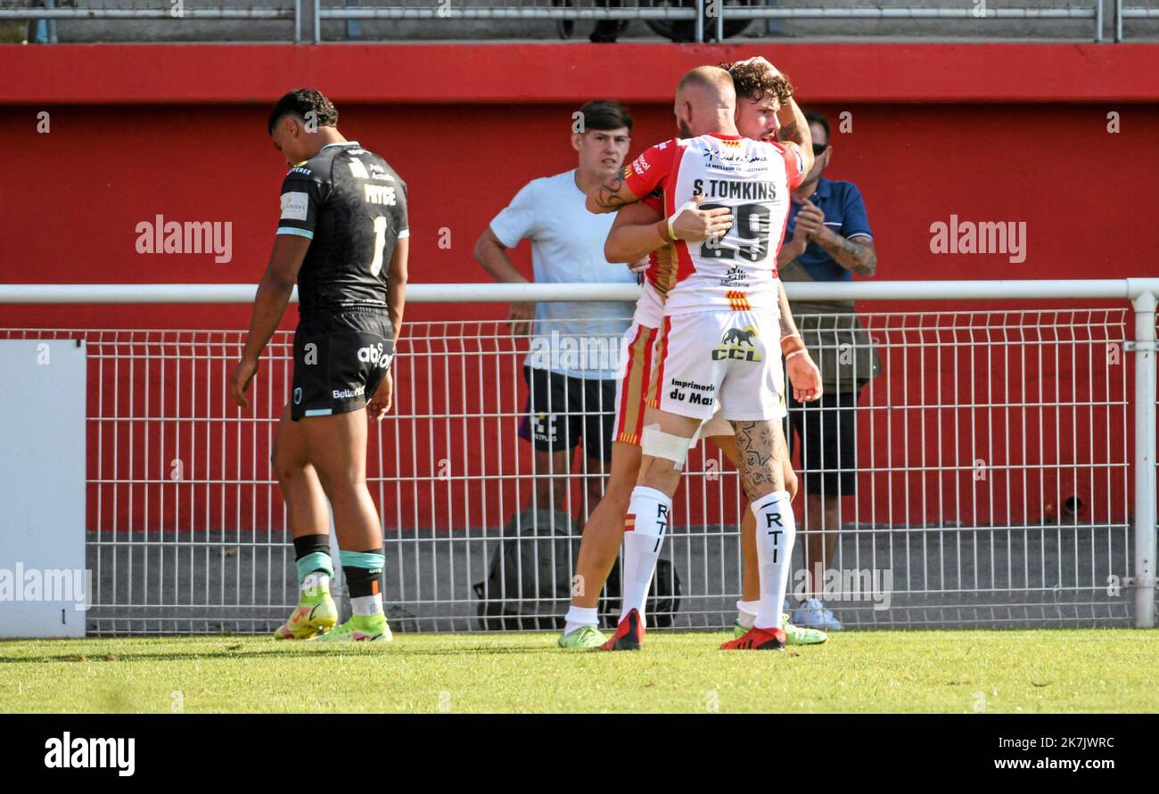 Â©PHOTOPQR/L'INDEPENDANT/MICHEL CLEMENTZ ; PERPIGNAN ; 23/07/2022 ; SPORT / RUGBY A XIII / RFL SUPERLEAGUE / KATALANEN DRAGONS VS HUDDERSFIELD GIANTS / STADE GILBERT BRUTUS DE PERPIGNAN / JOIE Stockfoto