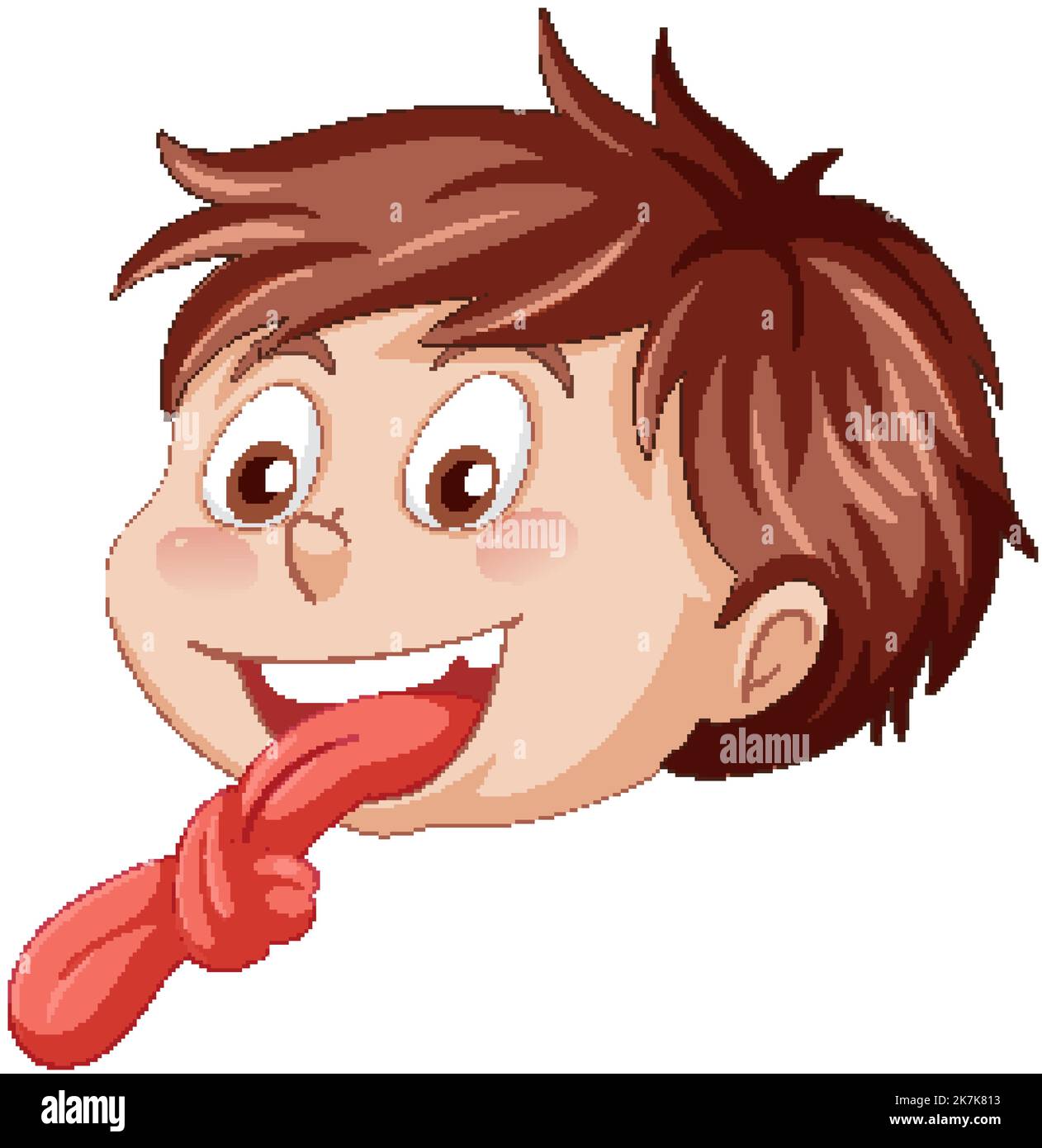 Junge Cartoon-Figur mit Zunge Twister Illustration Stock Vektor