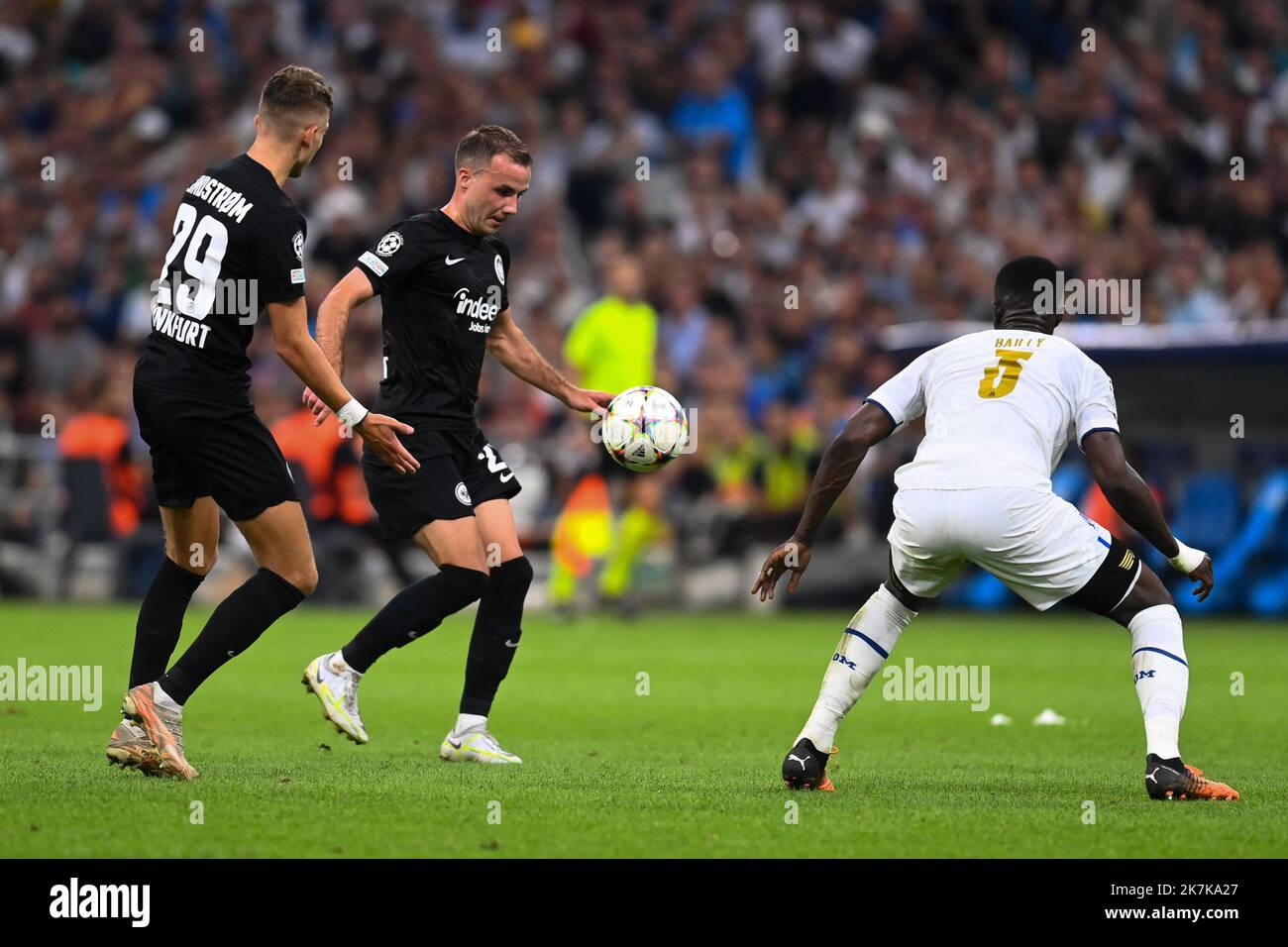 ©Alexandre Dimou/ALEXPRESS/MAXPPP - 13/09/2022 / Frankreich / Marseille / Sport / Fußball / Champions League / Marseille - Frankfort / Mario GOTZE aus Frankfurt und Jesper LINDSTROM aus Frankfurt Stockfoto