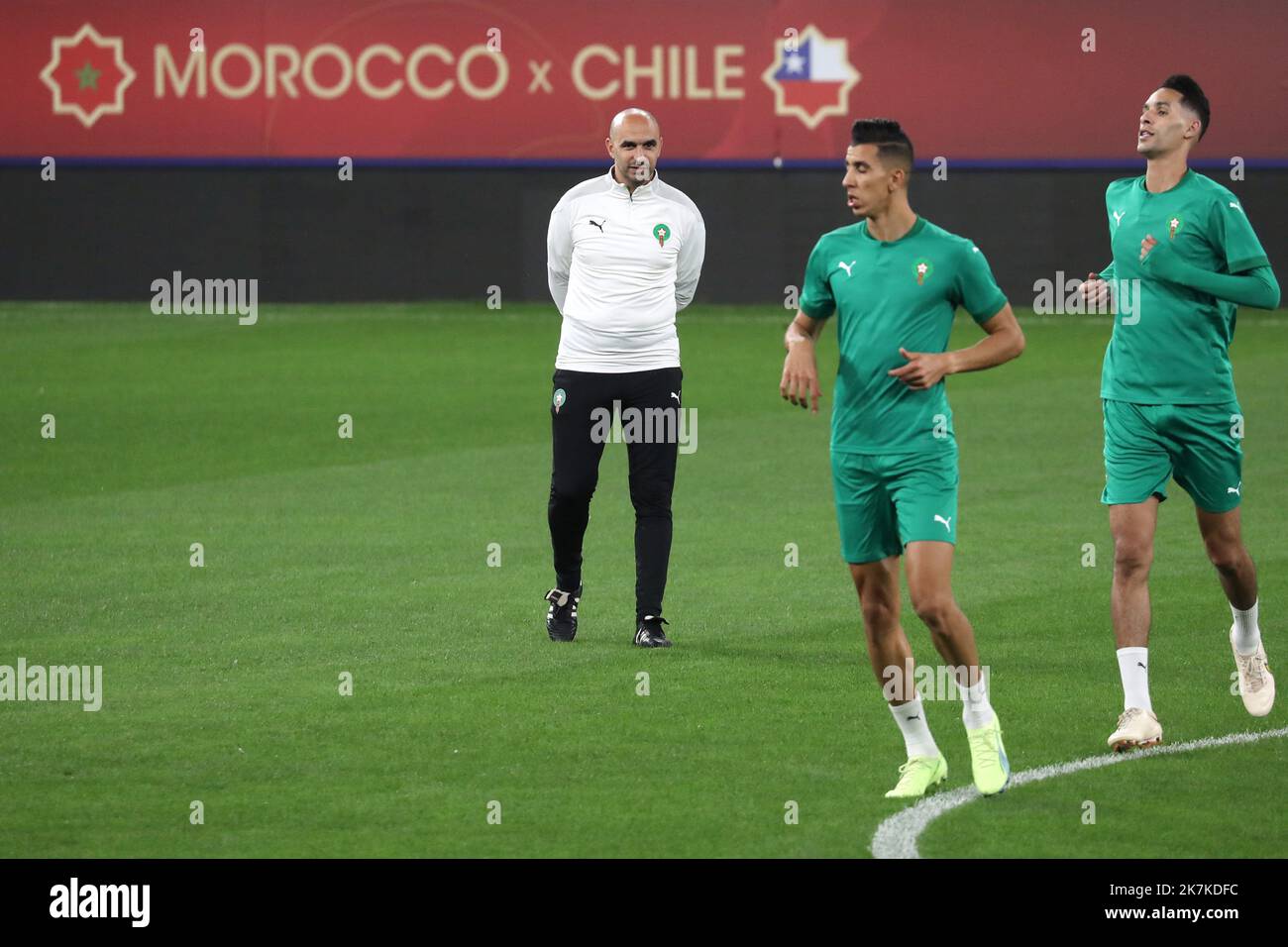 ©Manuel Blondau/AOP Press/MAXPPP - 22/09/2022 Barcelona Hoalid Rebragui Cheftrainer Marokkos während des Trainings vor dem FIFA International Freundschaftsspiel zwischen Marokko und Chile im RCDE Stadion am 22. September 2022 in Barcelona, Spanien. Stockfoto