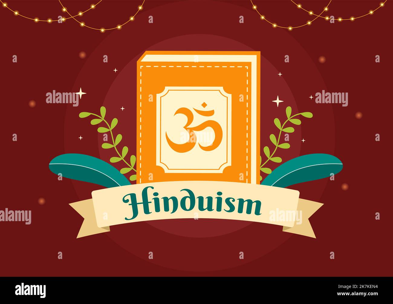 Symbol des Hinduismus flacher Hintergrund Cartoon Handgezeichnete Vorlagen Illustration Stock Vektor