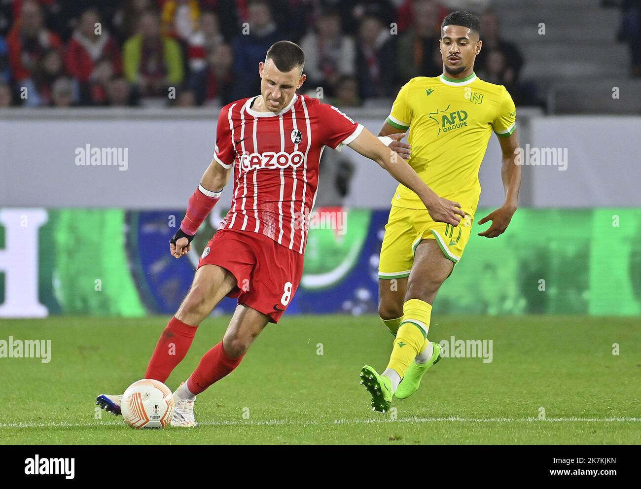 ©PHOTOPQR/OUEST FRANCE/Jérôme Fouquet ; FRIBOURG ; 06/10/2022 ; Fußball. Europa Ligue. Fribourg / FC Nantes. Maximilian Eggestein. Foto: Jérôme Fouquet/Ouest-France. Stockfoto