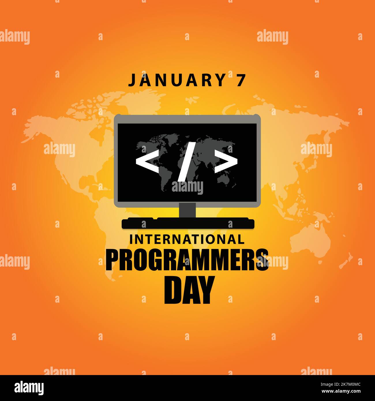 International Programmer Day Januar 7 Typografie mit Computer-Vektor-Illustration. Stock Vektor