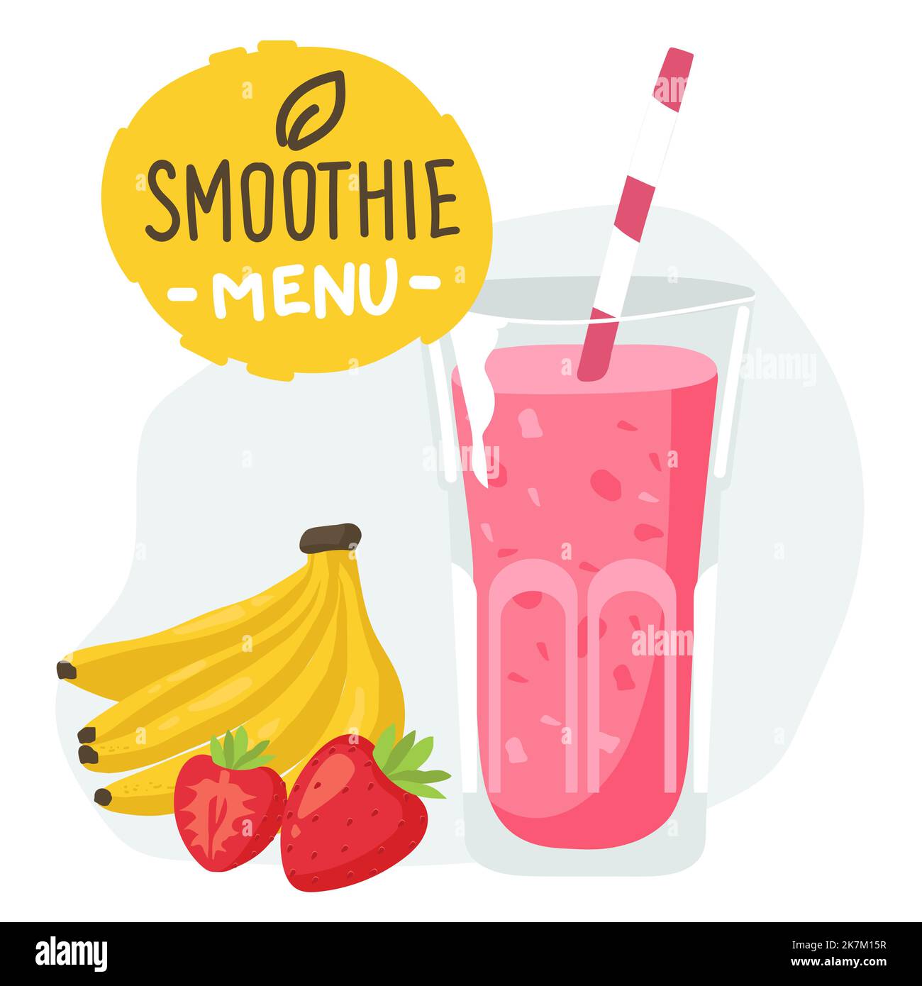 Milchshake Smoothie Cocktailglas, Milchkarton Banane und Erdbeere isoliert. Stock Vektor