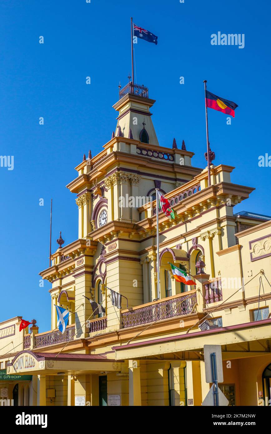 Vorderfassade des historischen Rathauses in glen innes, New england, New South wales, australien Stockfoto