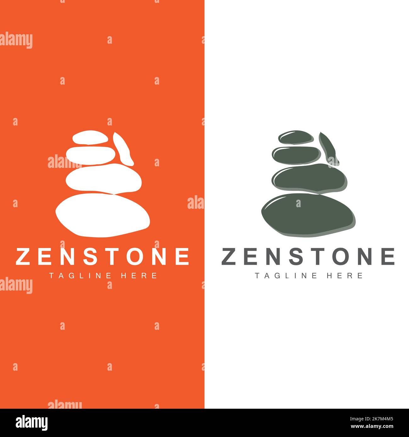 Balance Stone Logo Design, Vector Therapy Stone, Massagestein, Hot Stone Und Zenstone, Illustration Der Produktmarke Stock Vektor