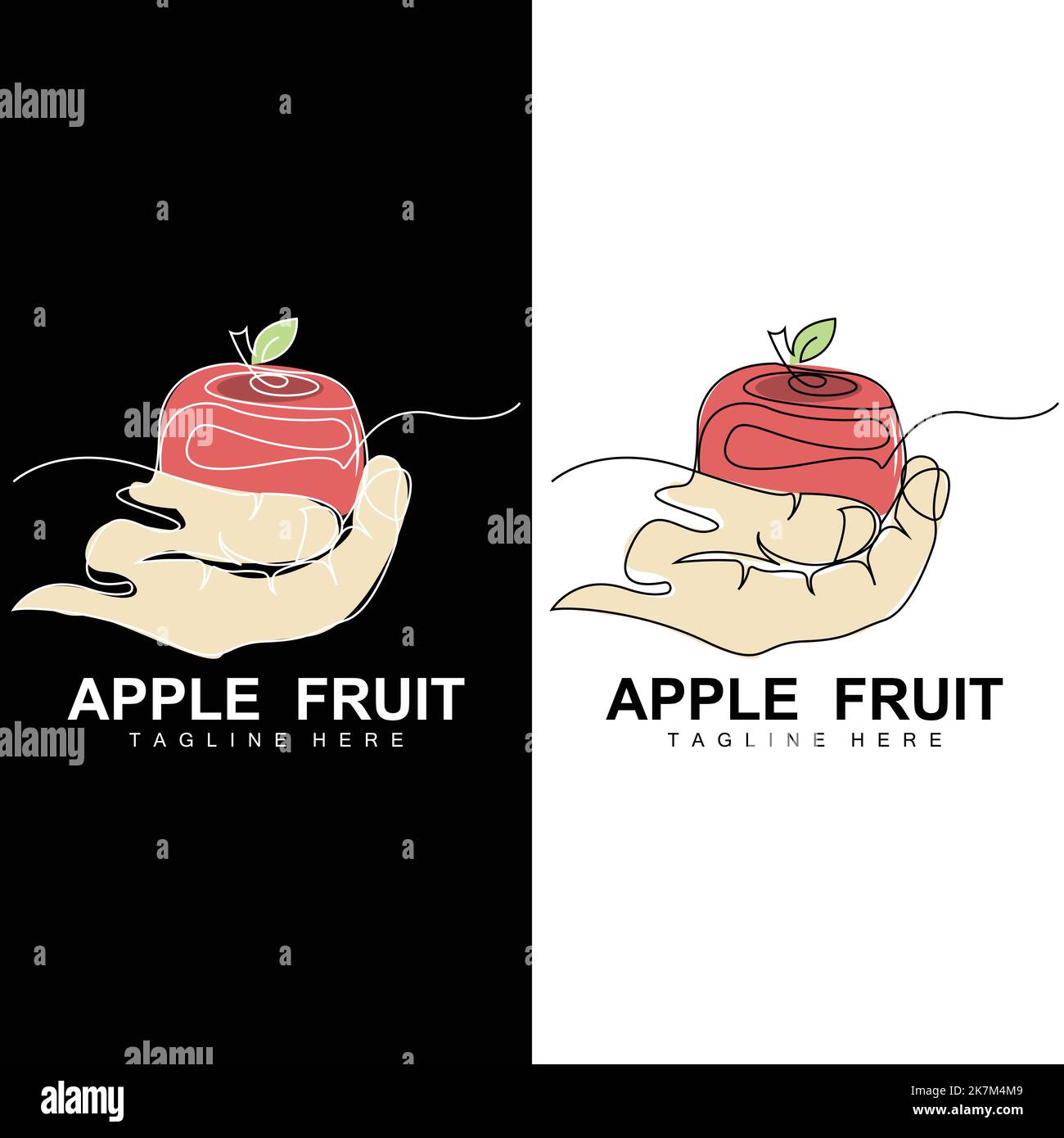 Fruit Apple Logo Design, Red Fruit Vector, Mit Abstraktem Stil, Illustration Der Produktmarke Stock Vektor