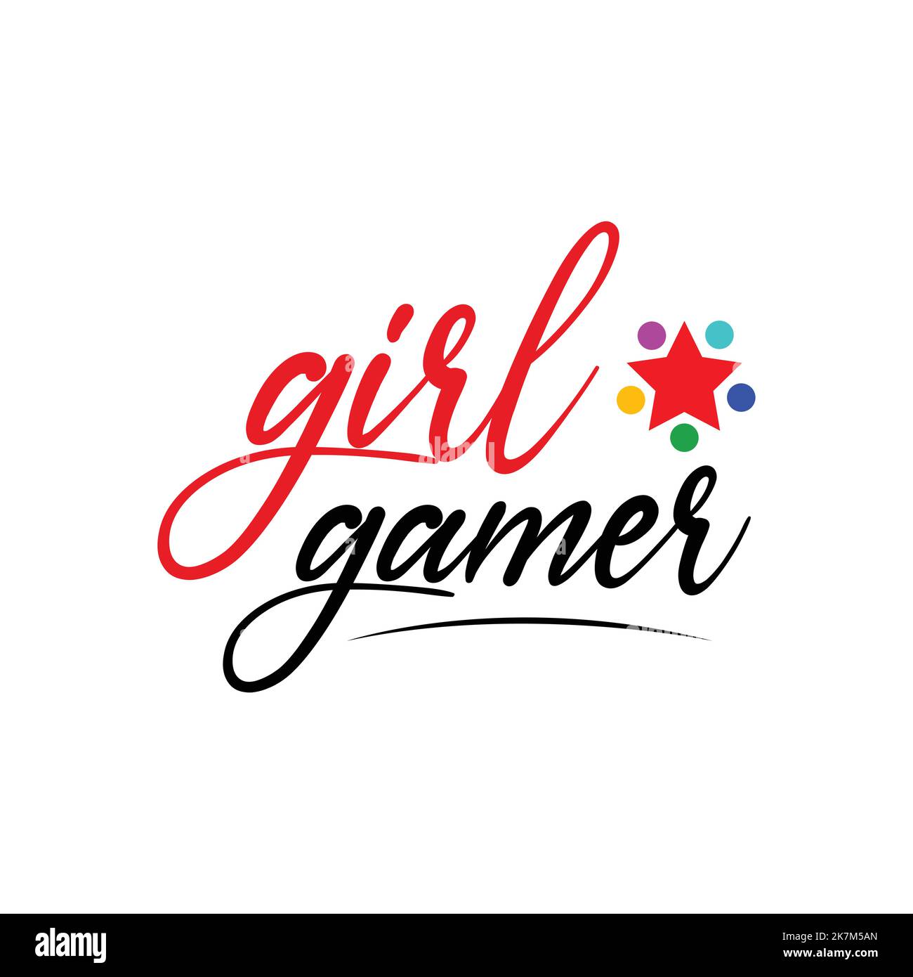 Mädchen Gamer Hand gezeichnete Typografie auf weißem isolierten Hintergrund Stock Vektor