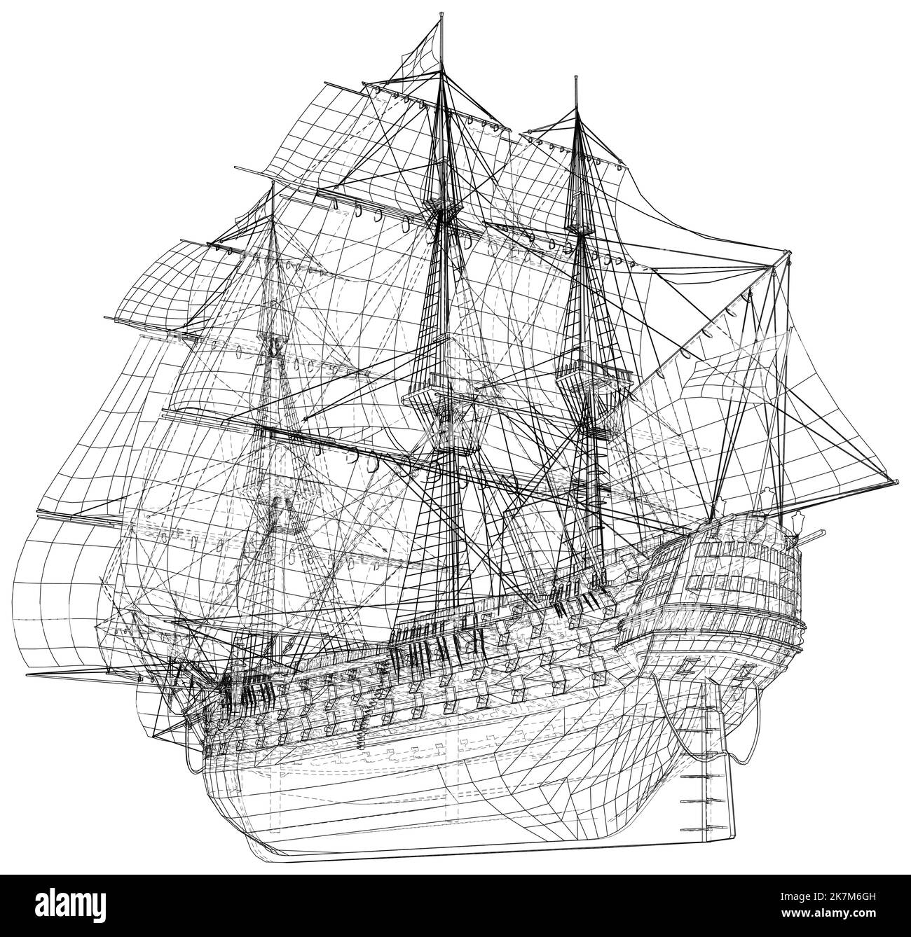Yachten auf Meereswellen. Möwe am Himmel. Zeichnen Sie eine durchgehende Linie. Vektorgrafik. Isoliert auf weißem Hintergrund Stock Vektor