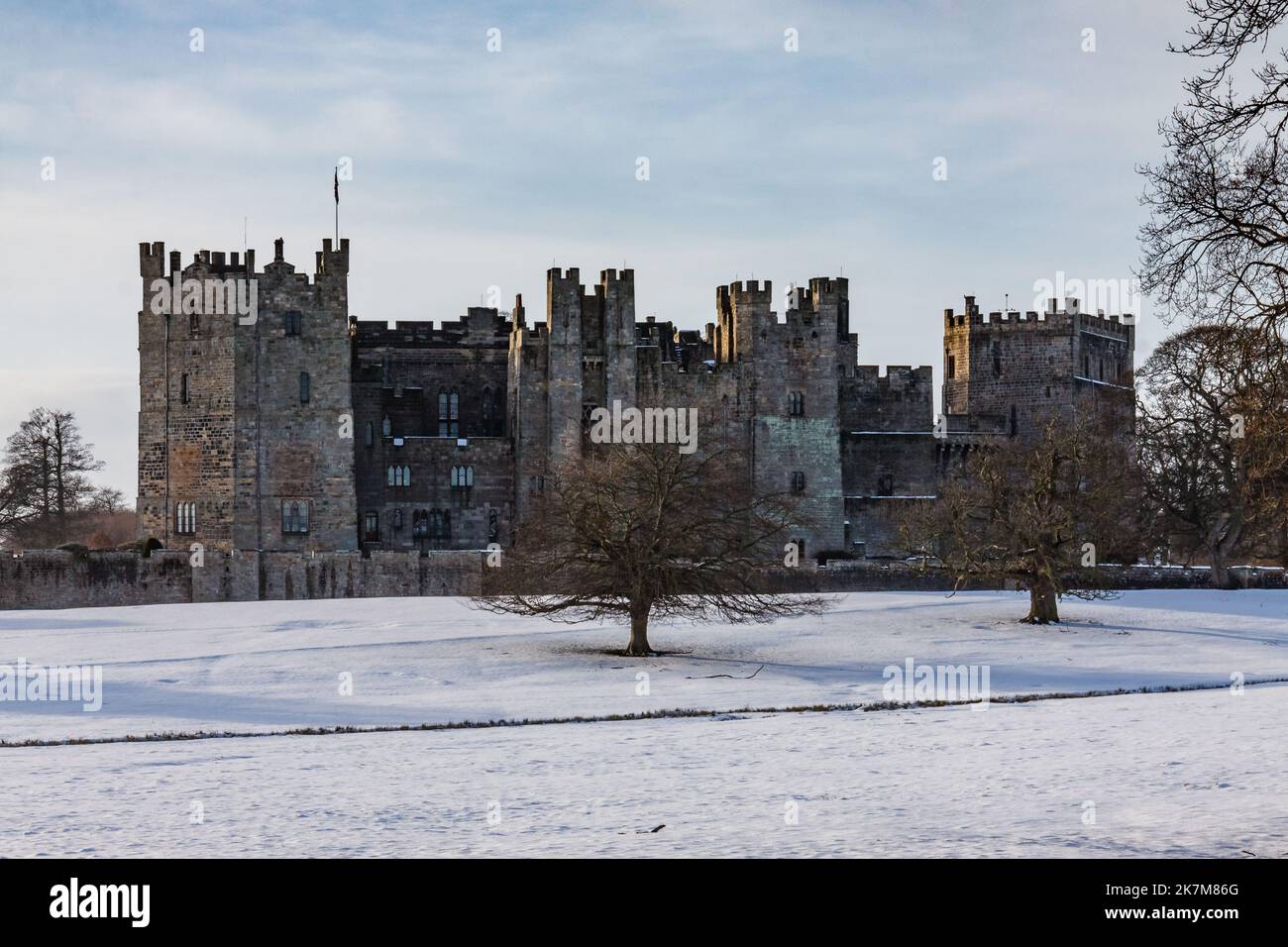 Raby Castle, Großbritannien im Winter Stockfoto