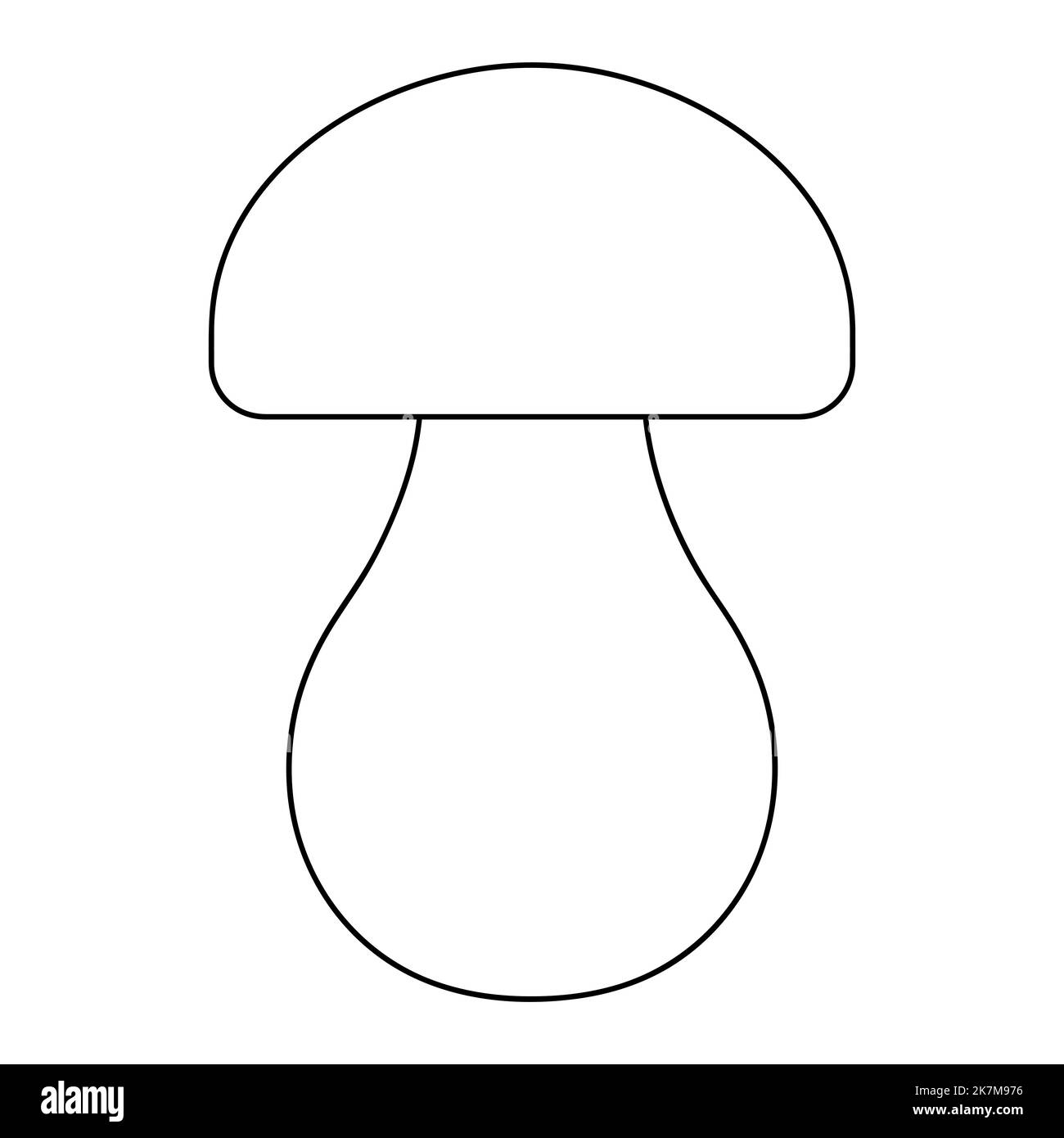 Pilz. Ein fabelhafter Boletus mit abgerundetem Hut. Vektorgrafik. Umriss auf einem isolierten weißen Hintergrund. Doodle-Stil. Skizze. Malbuch f Stock Vektor