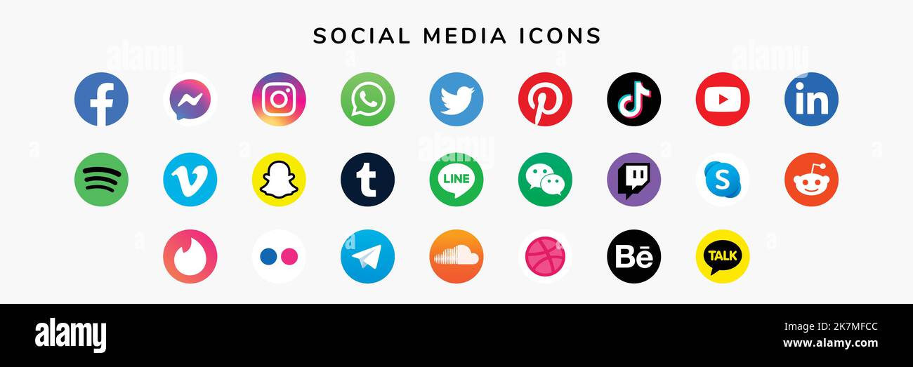 Berühmte Logos oder Symbole für Social-Media-Plattformen. Vektor-EPS-Designs. Stock Vektor