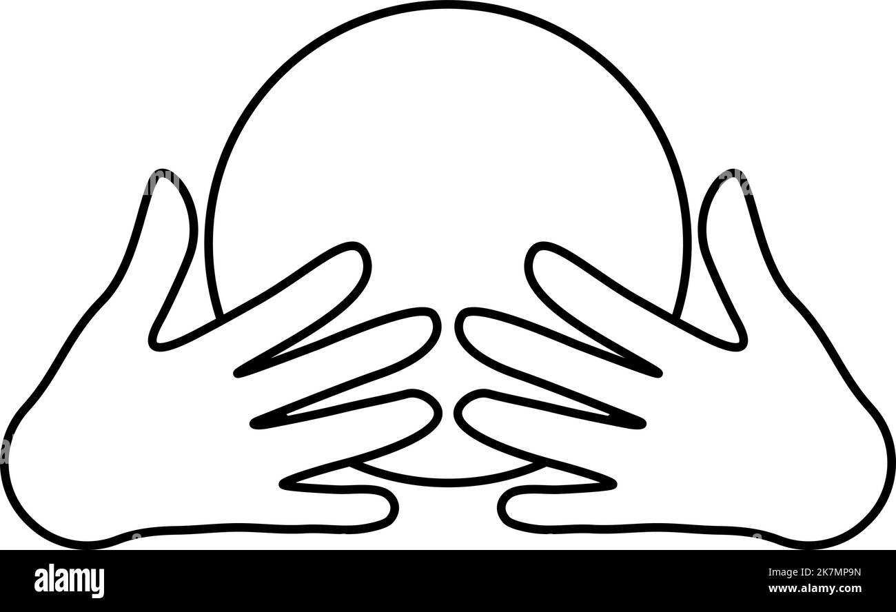 Hände halten einen magischen Ball. Vektorlogo. Stock Vektor