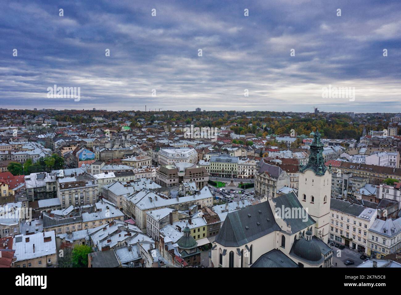 Gesamtansicht der historischen Stadt lviv, ukraine Stockfoto