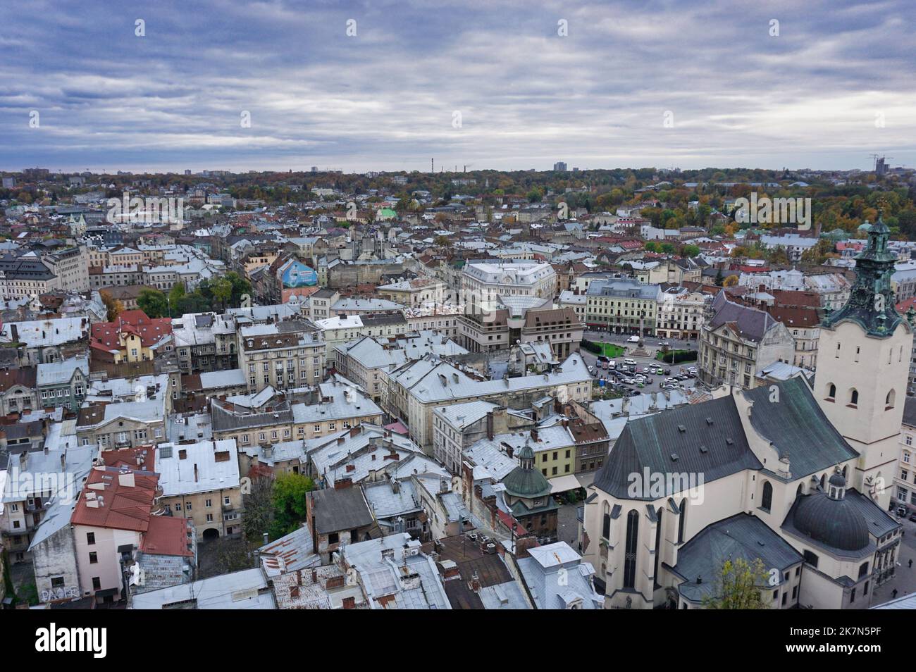 Gesamtansicht der historischen Stadt lviv, ukraine Stockfoto