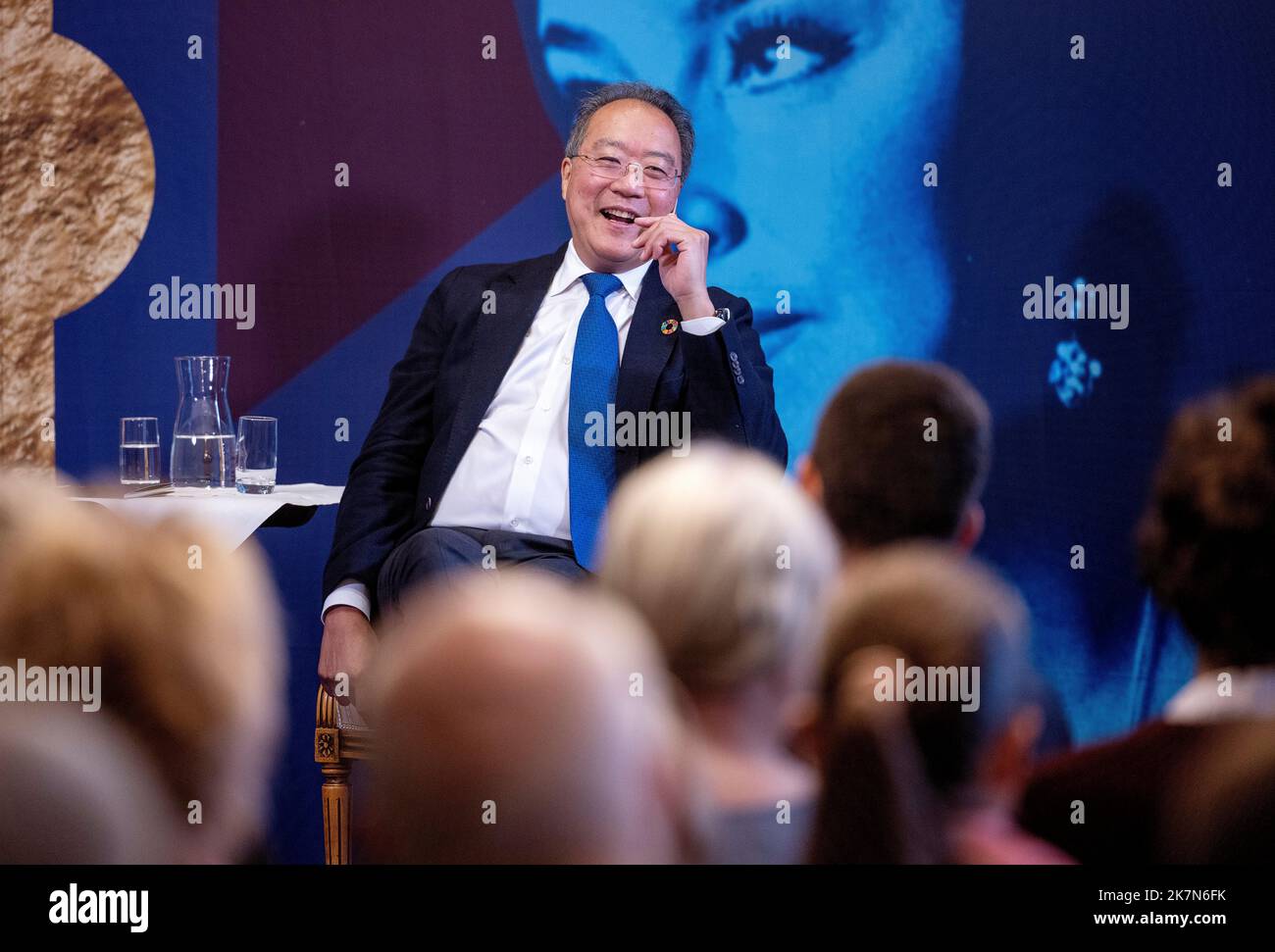 Pressekonferenz mit dem Cellisten Yo-Yo Ma an der Königlichen Musikakademie in Stockholm am 18. Oktober. Yo-Yo Ma ist in Schweden, um den Birgit-Nilsson-Preis zu erhalten. Foto: Stefan Jerrevång / TT / kod 60160 Stockfoto