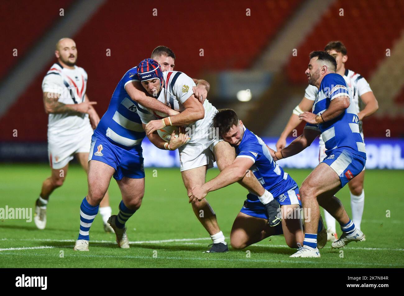 Doncaster, England - 17.. Oktober 2022 - Rugby League World Cup Frankreich gegen Griechenland im Eco-Power Stadium, Doncaster, Großbritannien - Stockfoto