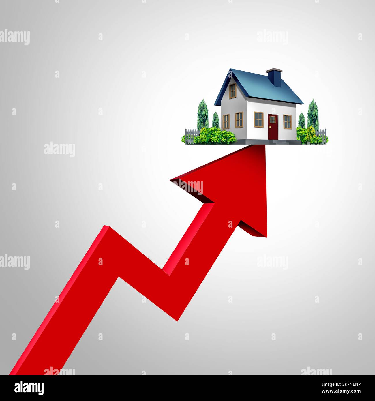Steigende Hypothekenzinsen und steigende Eigenheimzinsen oder steigende Hypotheken- und Eigenheimpreise stiegen, da die Kreditkosten für Wohnimmobilien fällig ansteigen. Stockfoto