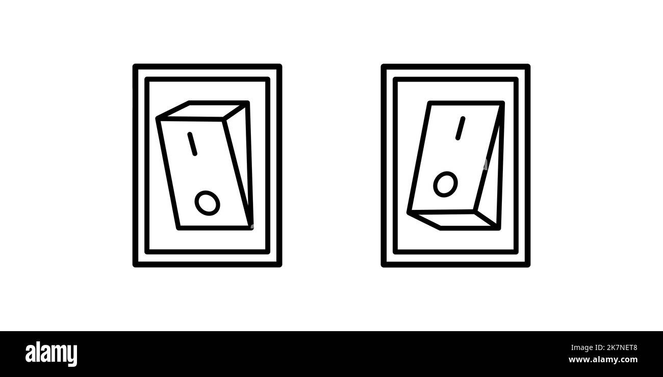 Licht ein und aus, elektrisches Schalterliniensymbol. Ein- und Ausschalten der Taste Umriss Style-Zeichen für Web und App. Positionsvektor ein- und ausschalten Stock Vektor