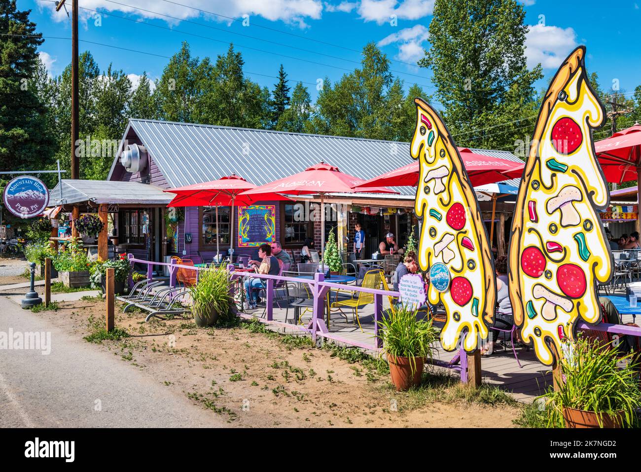 Mountain High Pizza Pie; Talkeetna, kleine handwerkliche Gemeinschaft & Staging Area für über 1.000 Kletterer pro Jahr, die Denali versuchen; Talkeetna; Alaska; USA Stockfoto