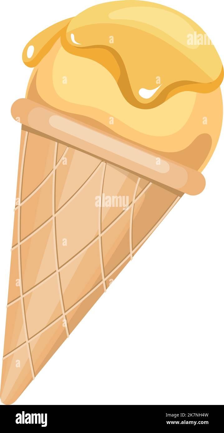 Vanilleeis-Schaufel in Waffelkegel Cartoon-Ikone Stock Vektor