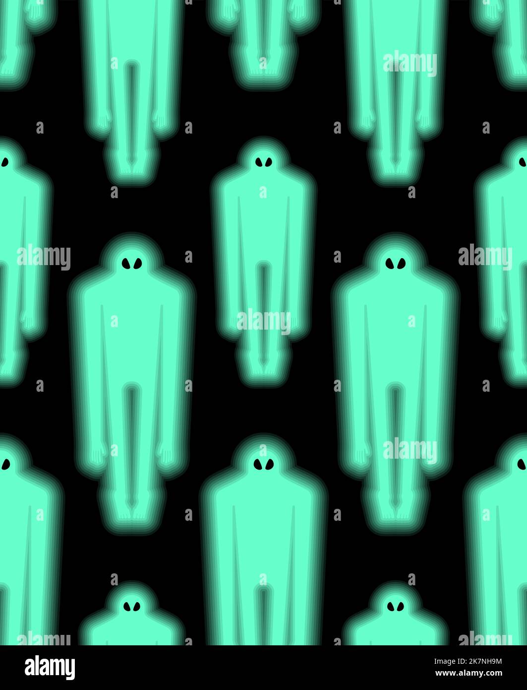 Alien Pattern nahtlos. Aliens grün groß Männer Hintergrund. Stoffverzierung für Kinder Stock Vektor