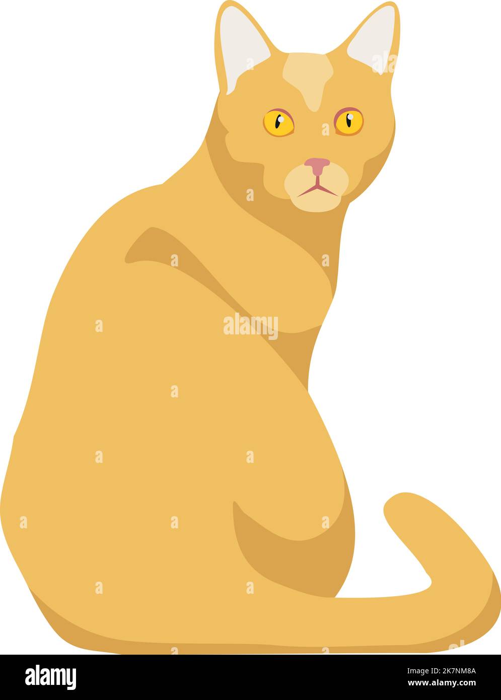 Wütendes Kätzchen. Gelbe Katze Blick von hinten. Cartoon-Haustier Stock Vektor