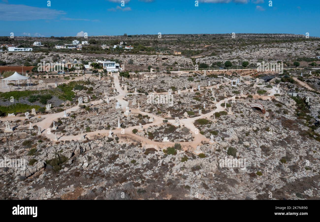 Luftaufnahme des Ayia Napa Sculpture Parks, Zypern Stockfoto