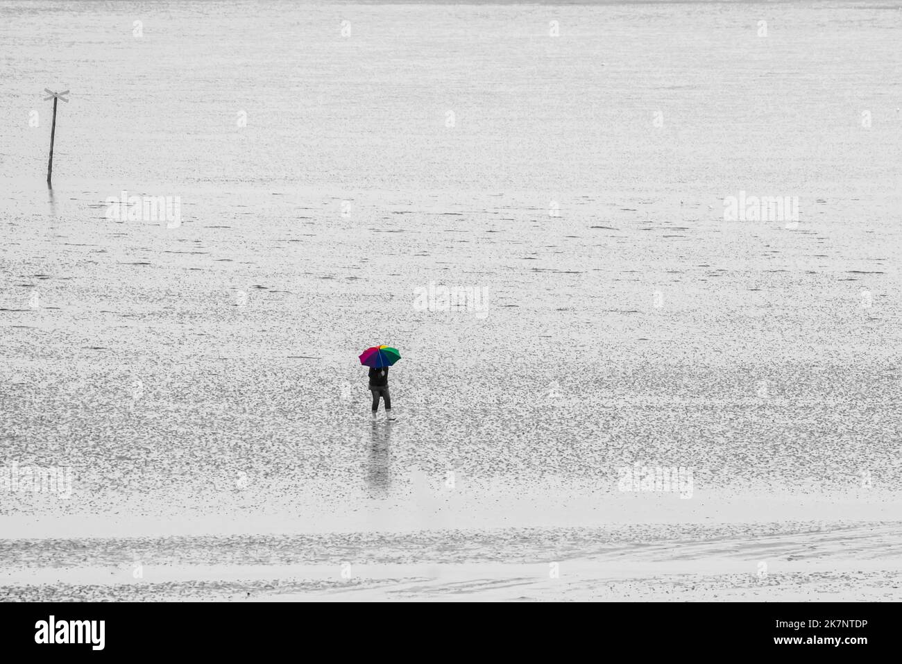 Einsam im Watt den langen ersehnten Regen liegen Stockfoto