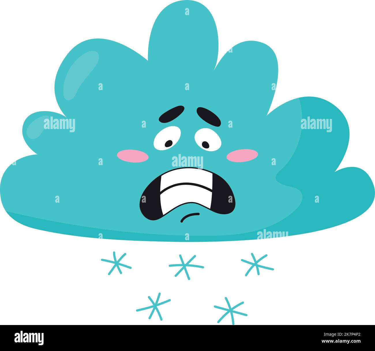 Verängstigte Wolke mit fallendem Schnee. Emoji bei kaltem Wetter Stock Vektor