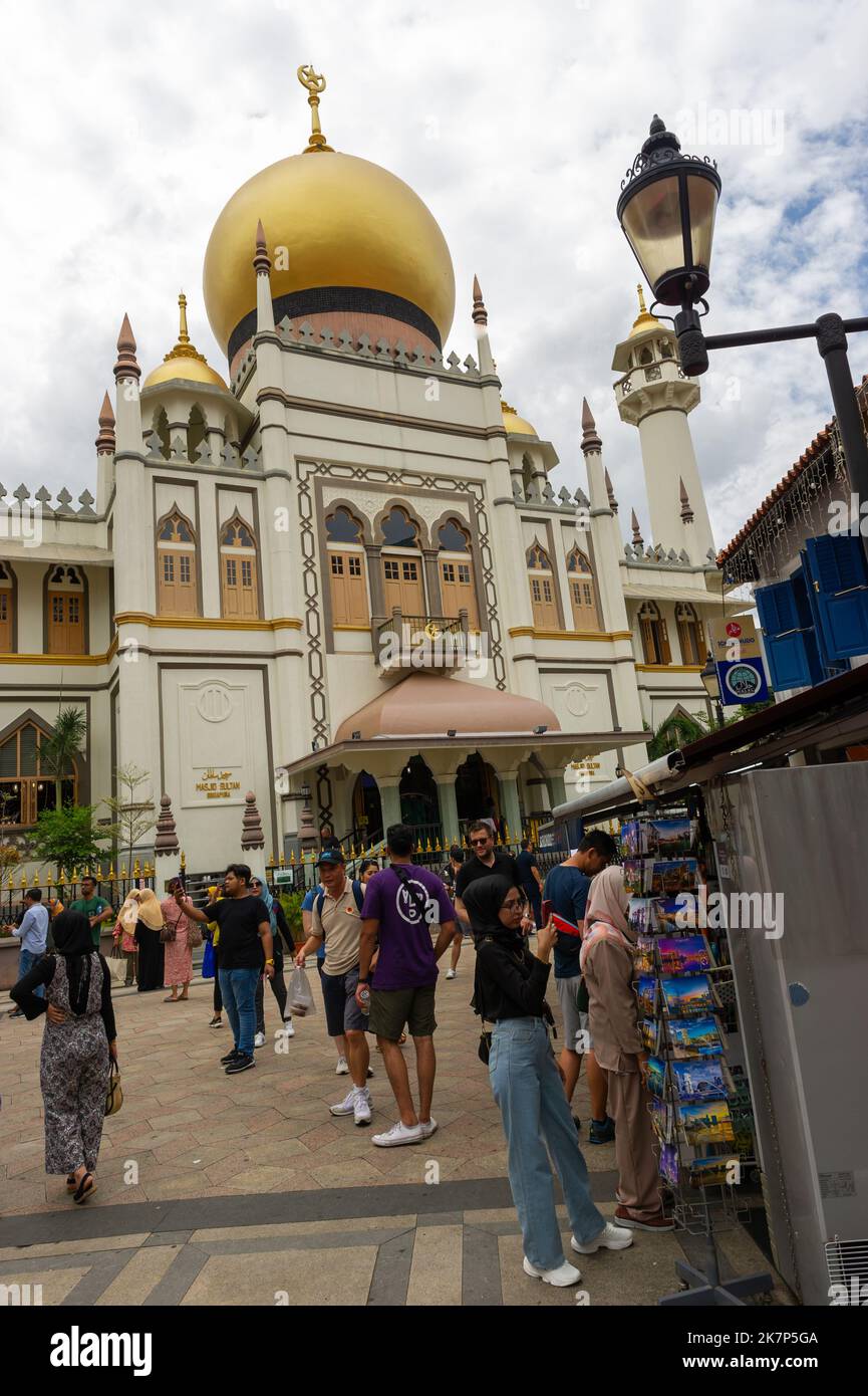 Die Sultan-Moschee in der Bussorah Street, Singapur Stockfoto