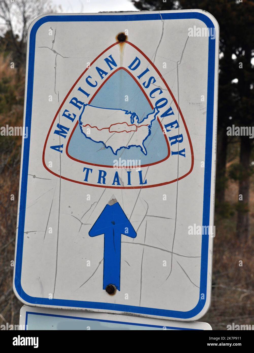 American Discovery Trail Schild im Cape Henloopen Park. Lewes, Delaware Stockfoto