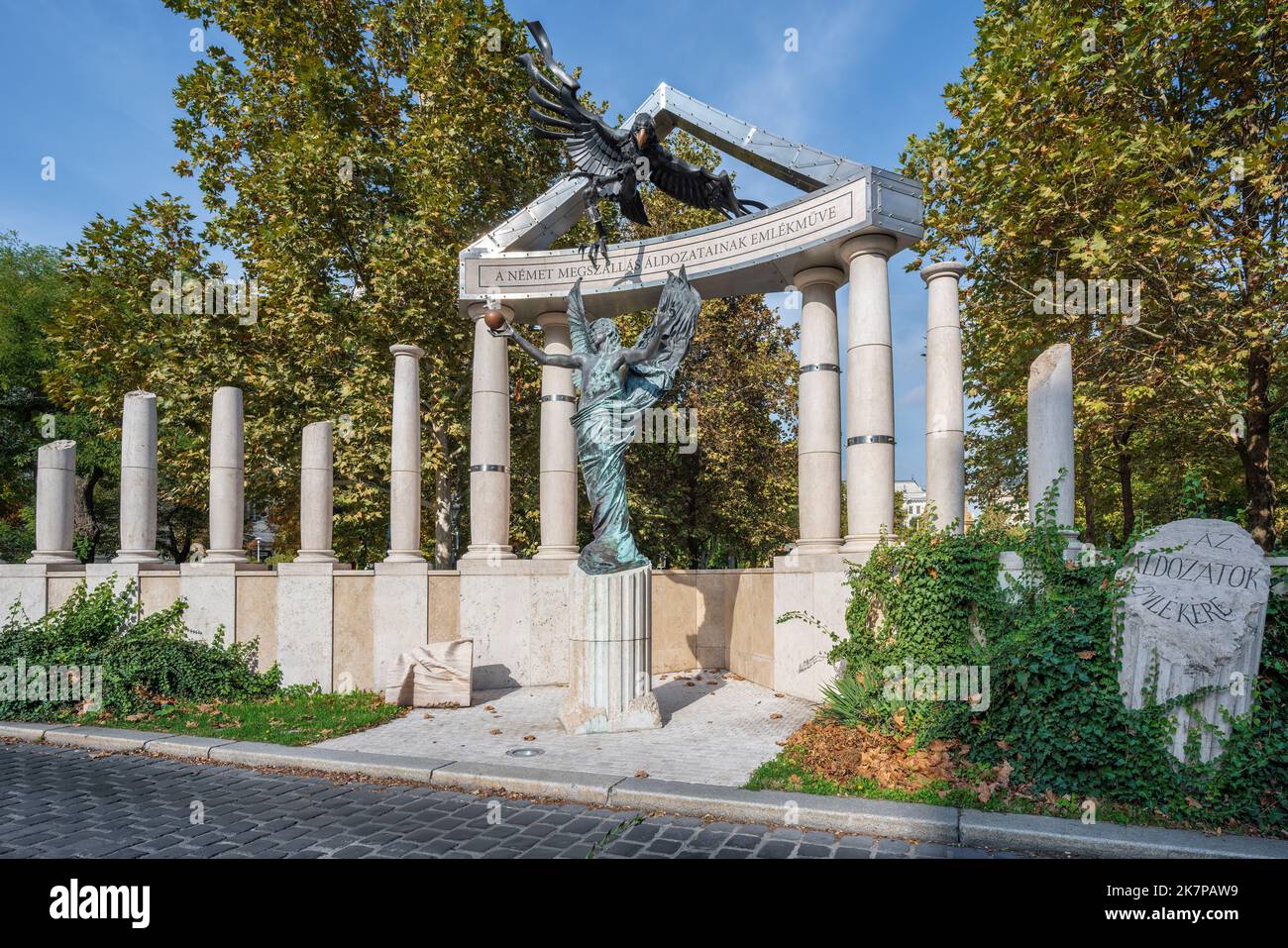 Denkmal für die Opfer der deutschen Besatzung auf dem Freiheitsplatz - Budapest, Ungarn Stockfoto