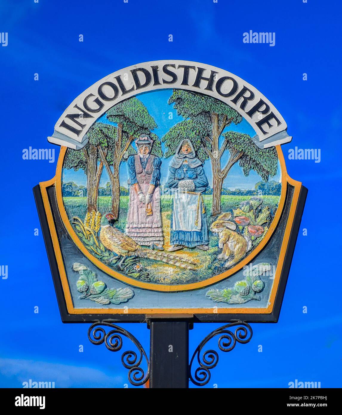 Ingoldisthorpe Dorfschild Stockfoto