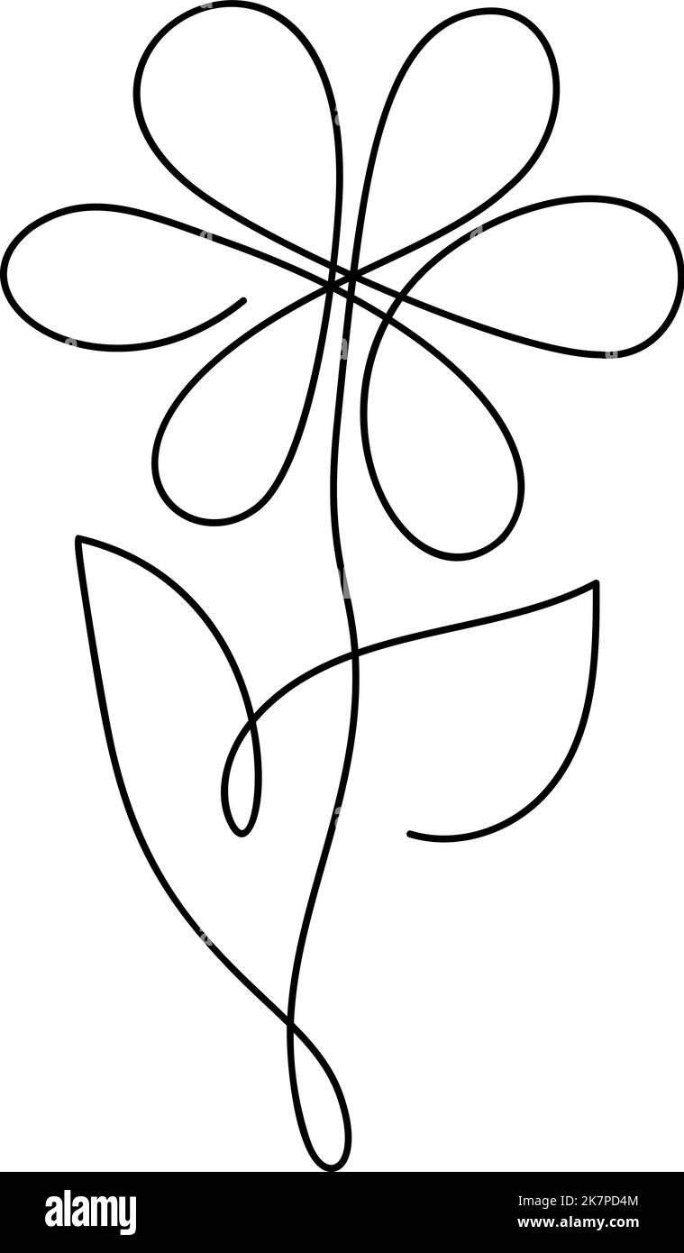 Blume Kamille Vektor eine Linie Kunst Logo. Minimalistische Konturzeichnung monoline. Fortlaufende Strichvorlagen für Banner, Buchgestaltung, Webillustration Stock Vektor