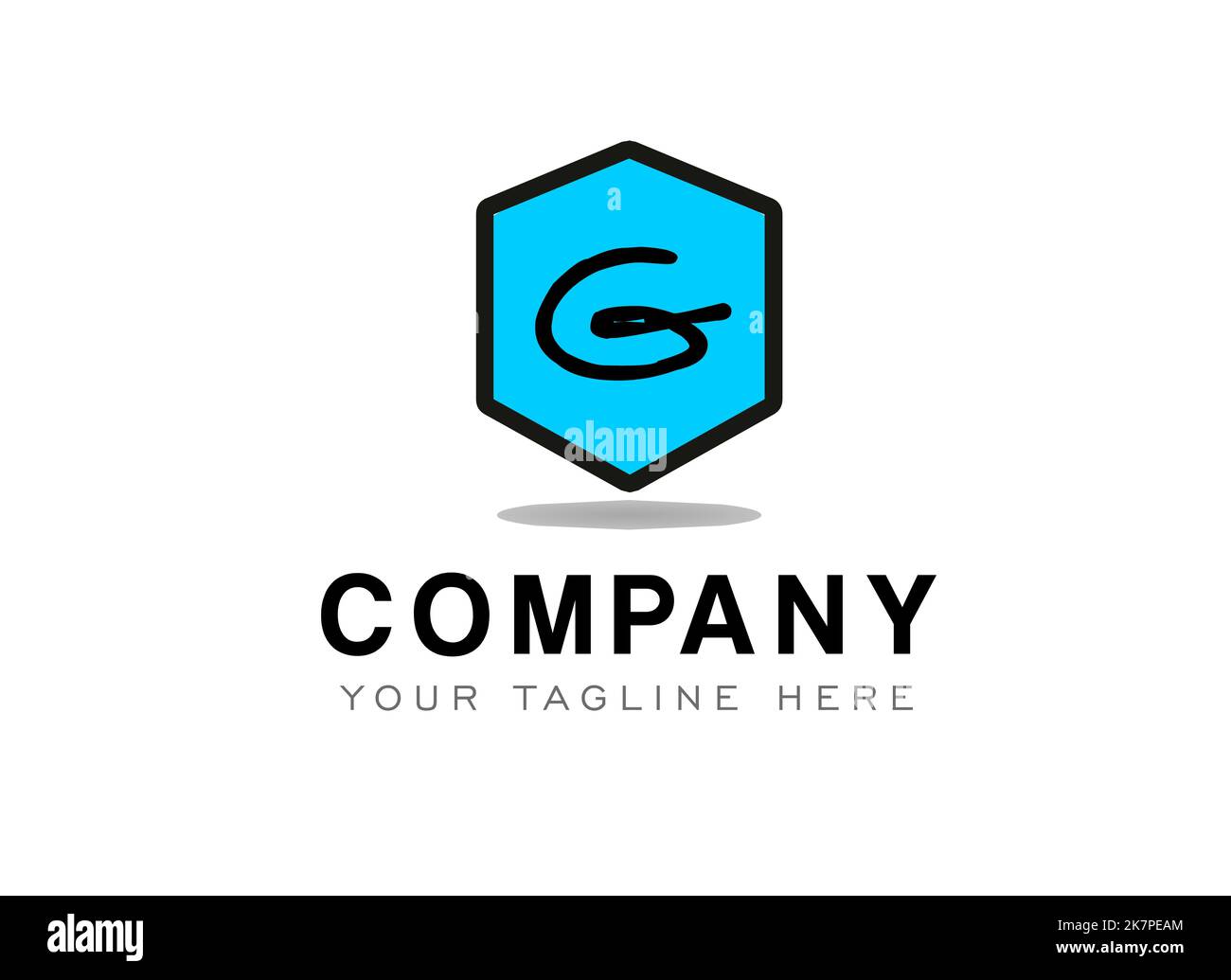 Design mit G-Logo. Ihr Text Hier . Logo-Vorlage auf weißem Hintergrund. Stockfoto