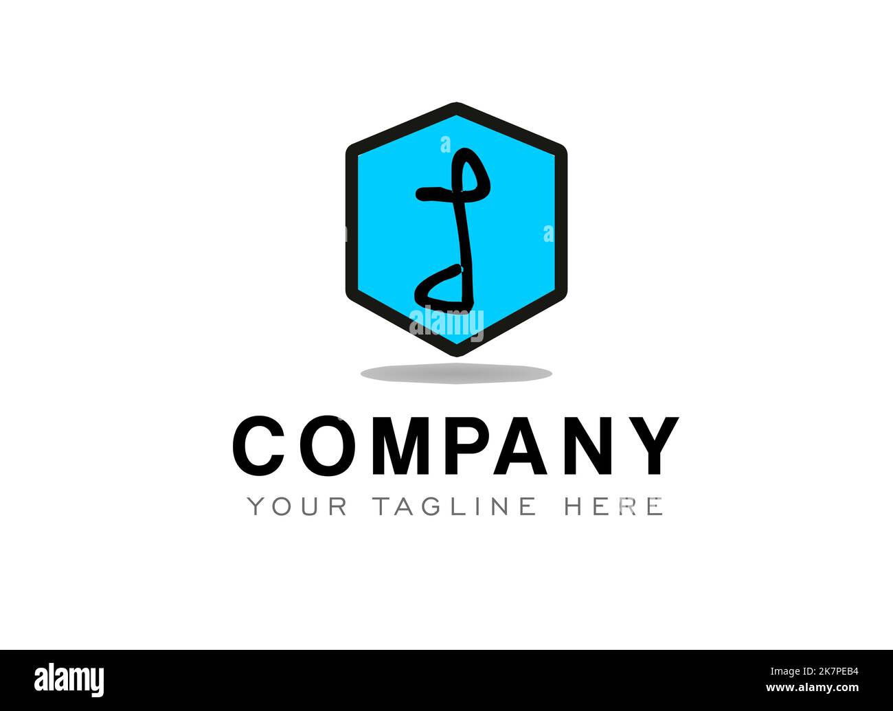 Logo mit J-Schriftzug. Ihr Text Hier . Logo-Vorlage auf weißem Hintergrund. Stockfoto
