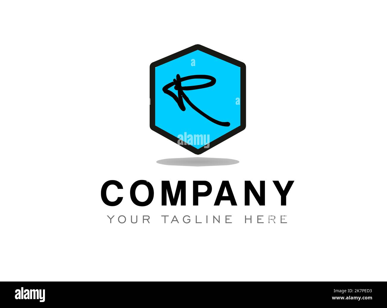 Logo mit dem Buchstaben R. Ihr Text Hier . Logo-Vorlage auf weißem Hintergrund. Stockfoto