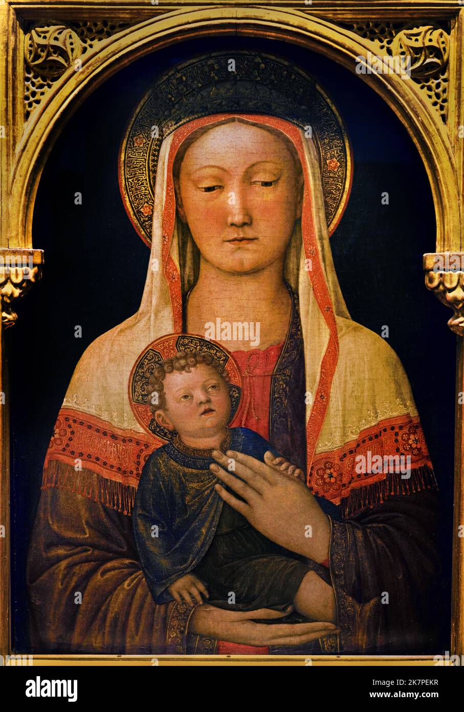 Madonna und Kind 1450 Jacopo Bellini 1400 – 1470 gehörte zu den Gründern der Renaissance-Stil der Malerei in Venedig und Norditalien. Stockfoto
