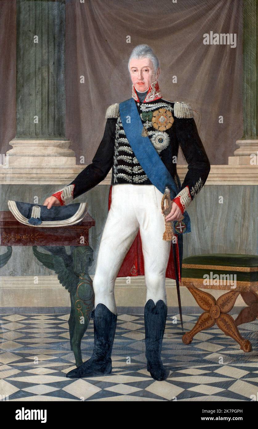 Karl Felix von Sardinien(1765 – 1831) Herzog von Savoyen, Piemont, Aosta und König von Sardinien von 1821 bis 1831. Porträt von Giacomo Berger (1816) Stockfoto